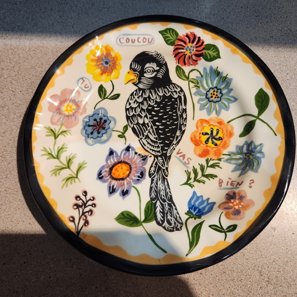 Nathalie Lete Dinner Plate Coucou Bird 10"
